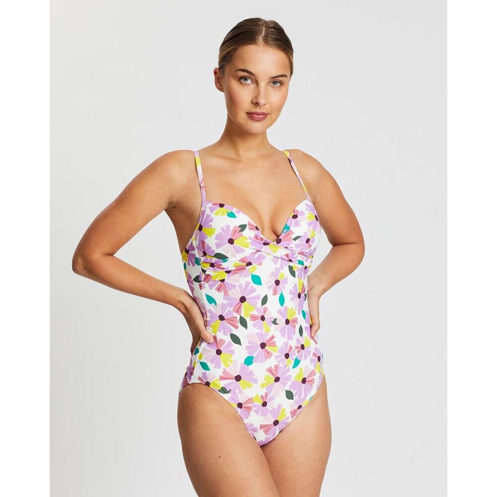 Kate Spade Floral One Piece Swimsuit Wallflower White XS New